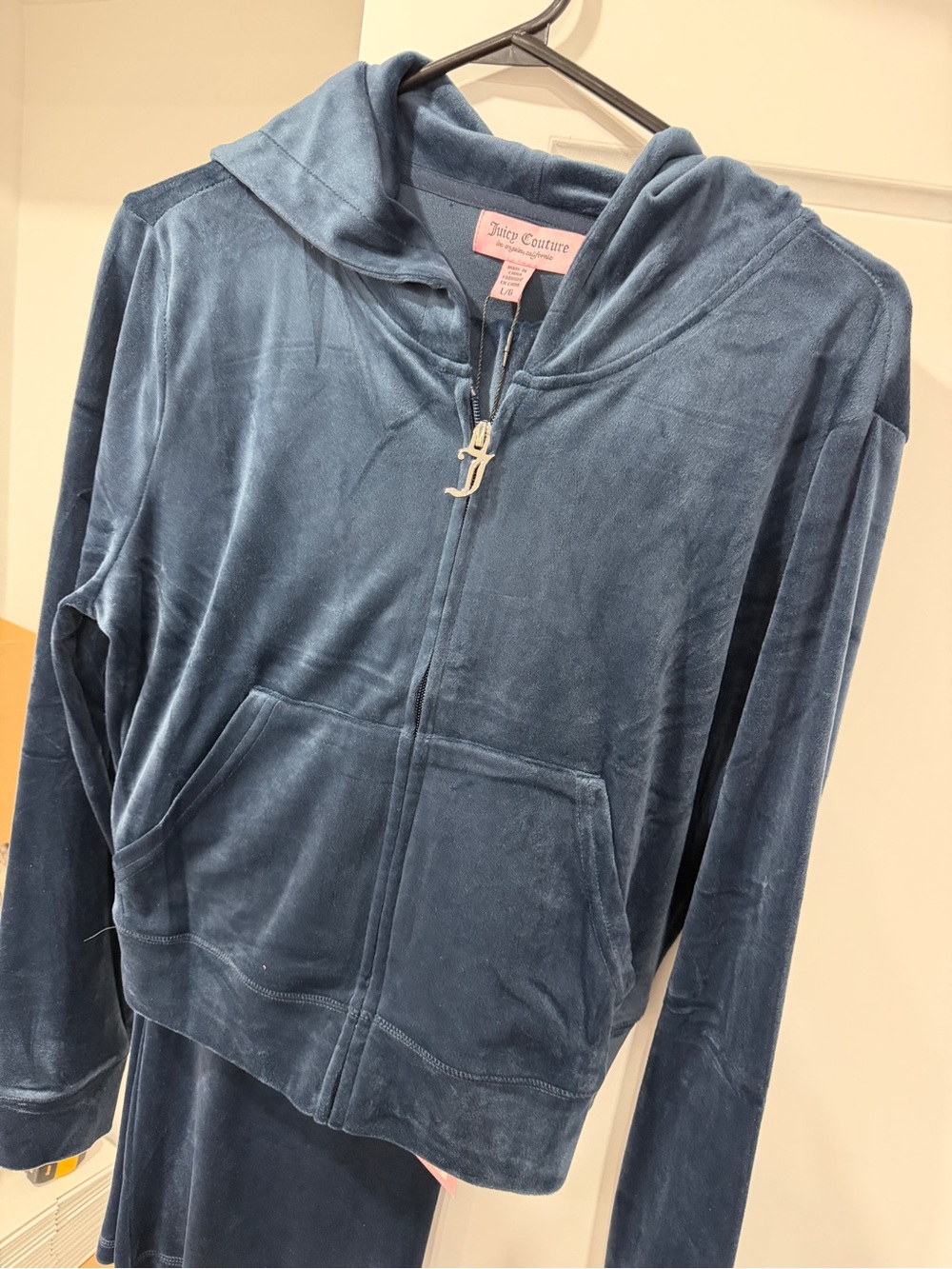 Juicy Couture Blue Velour Zip-Up Hoodie